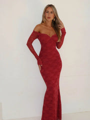 EMERSON LONG SLEEVE MAXI DRESS RED