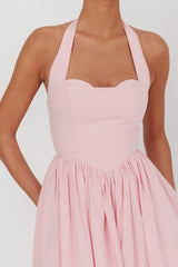Get My Attention Halterneck Maxi Dress Pink