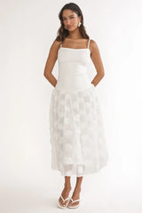 Adley Embellished Drop Waist Midi Dress White