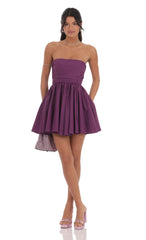 Strapless A-line Dress in Purple
