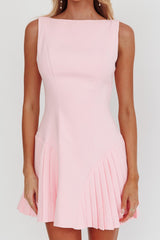 Opulent Accordion Pleat Mini Dress Pink