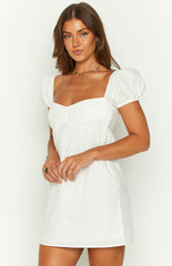 Joey White Puff Sleeve Mini Dress