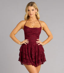 Flirt First Lace Tiered Skater Dress