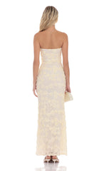 Rosette Strapless Maxi Dress in Cream