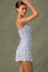 Embellished Corset Mini Dress in Sky Blue