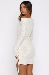 Disturbing The Peace Long Sleeve Mini Dress Cream