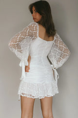 With Love Long Sleeve Lace Mini Dress White