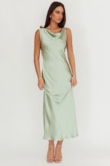 Take Care Backless Sash Maxi Dress Pistachio