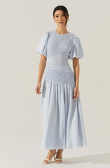 Theoni Smocked Asymmetric Dress