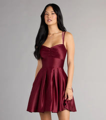Isabelle Satin Lace-Up Dress With Pockets