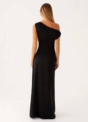 Heart Of Glass Satin Maxi Dress - Black
