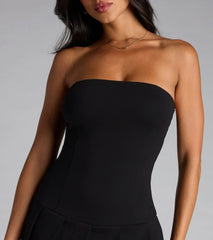 Too Cute to Pleat Strapless Romper