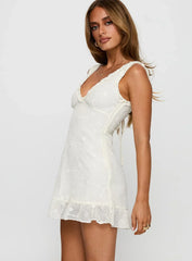 Feeling Alive Tie Back Mini Dress White