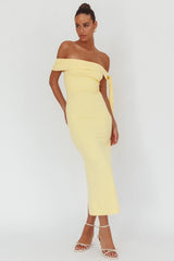 Aurora Sky Off-Shoulder Tie Maxi Dress Lemon