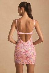 Embellished Camisole Bodycon Mini Dress in Pink