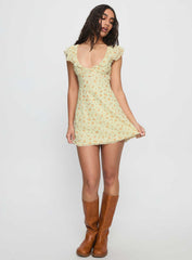 I Guess So Mini Dress Yellow Multi