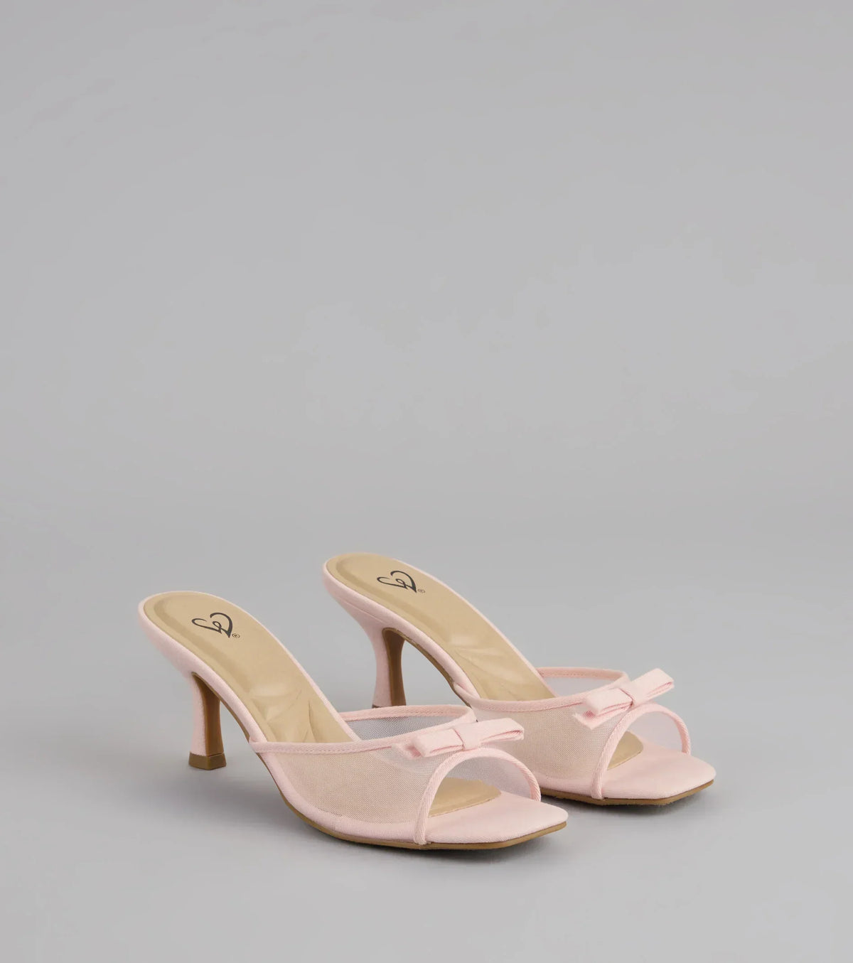Dainty Drama Mesh Bow Kitten Mules