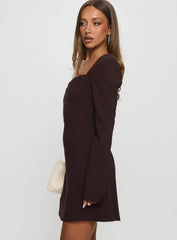 Avonlea Long Sleeve Mini Dress Brown
