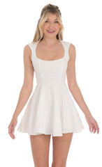 Floral Fit and Flare Dress in White
