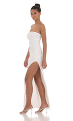 Ruffle Strapless Dress in White