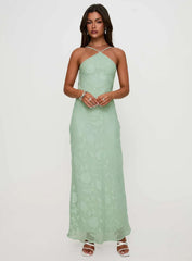 Zoelle Halter Maxi Dress Sage