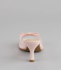 Dainty Drama Mesh Bow Kitten Mules