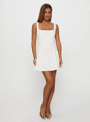 You Can Embroidered Mini Dress White
