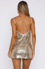 Sizzling Mirage Sequin Mini Dress Gold