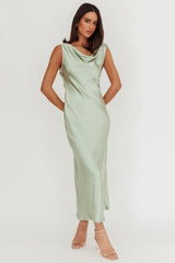 Take Care Backless Sash Maxi Dress Pistachio