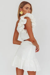 Deanna One-Shoulder Cut-Out Mini Dress White