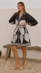 Mariel Long Sleeve Mini Dress - Black